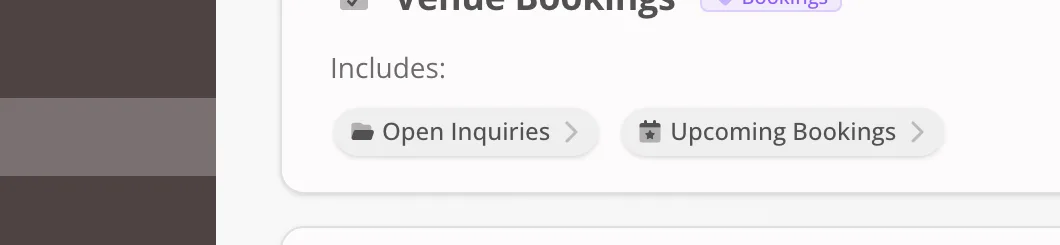 A cropped venue booking row in Simply Weddings.